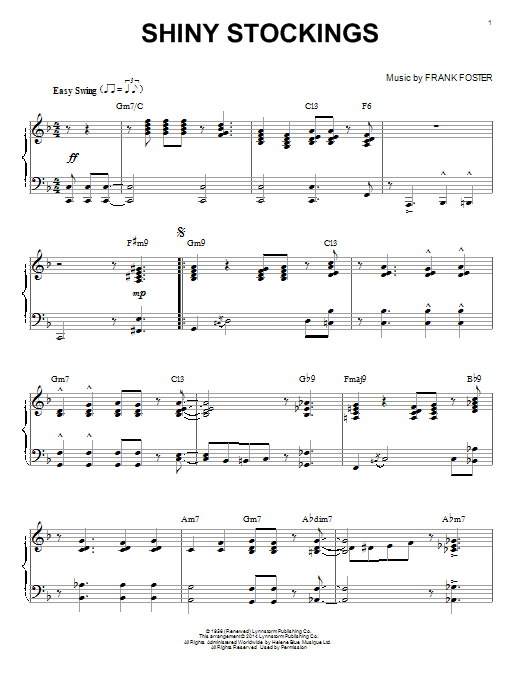 Frank Foster Shiny Stockings Sheet Music Notes & Chords for Piano - Download or Print PDF