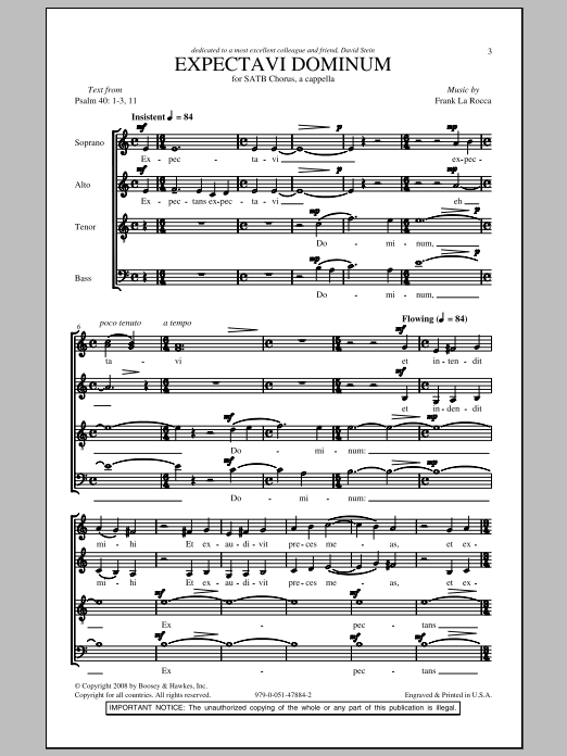 Frank La Rocca Expectavi Dominum Sheet Music Notes & Chords for SATB - Download or Print PDF