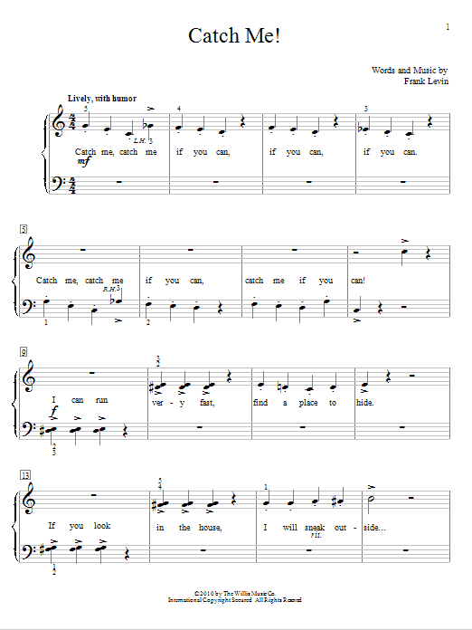 Frank Levin Catch Me! Sheet Music Notes & Chords for Educational Piano - Download or Print PDF