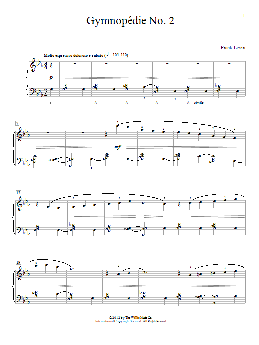 Frank Levin Gymnopedie No. 2 Sheet Music Notes & Chords for Educational Piano - Download or Print PDF