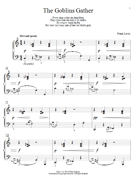 Frank Levin The Goblins Gather Sheet Music Notes & Chords for Educational Piano - Download or Print PDF