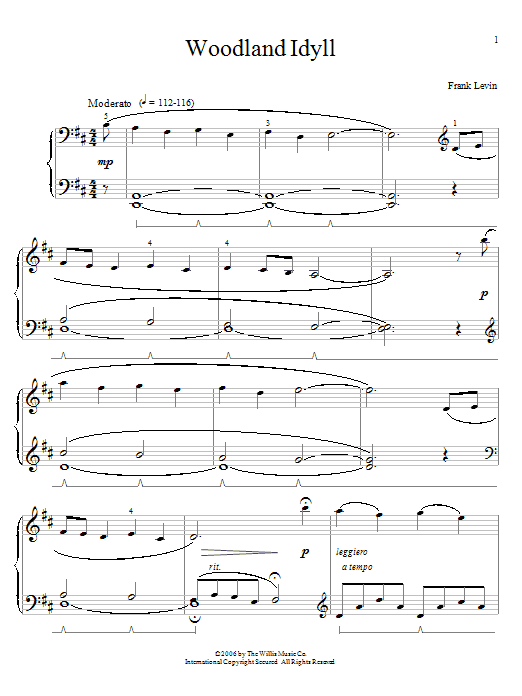 Frank Levin Woodland Idyll Sheet Music Notes & Chords for Educational Piano - Download or Print PDF