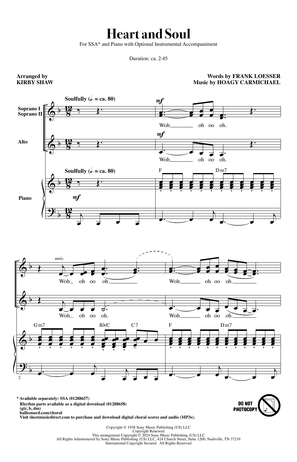 Frank Loesser & Hoagy Carmichael Heart And Soul (arr. Kirby Shaw) Sheet Music Notes & Chords for SSA Choir - Download or Print PDF