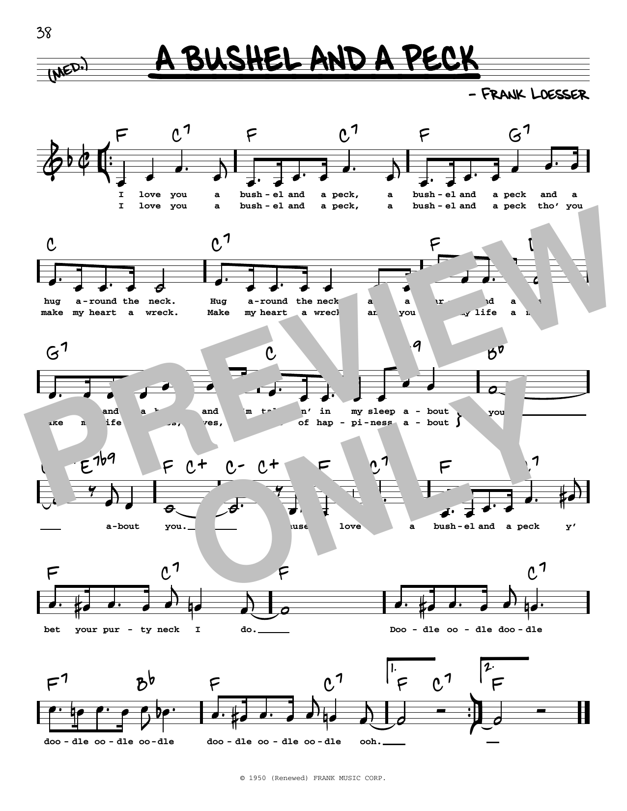 Frank Loesser A Bushel And A Peck (Low Voice) Sheet Music Notes & Chords for Real Book – Melody, Lyrics & Chords - Download or Print PDF