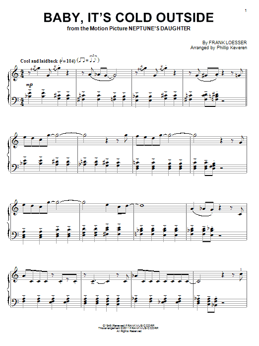 Frank Loesser Baby, It's Cold Outside (arr. Phillip Keveren) Sheet Music Notes & Chords for Piano - Download or Print PDF