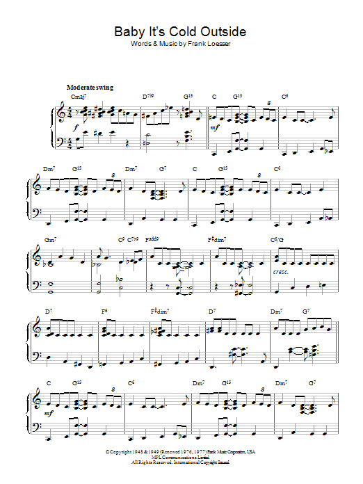Frank Loesser Baby, It's Cold Outside Sheet Music Notes & Chords for Guitar Tab - Download or Print PDF