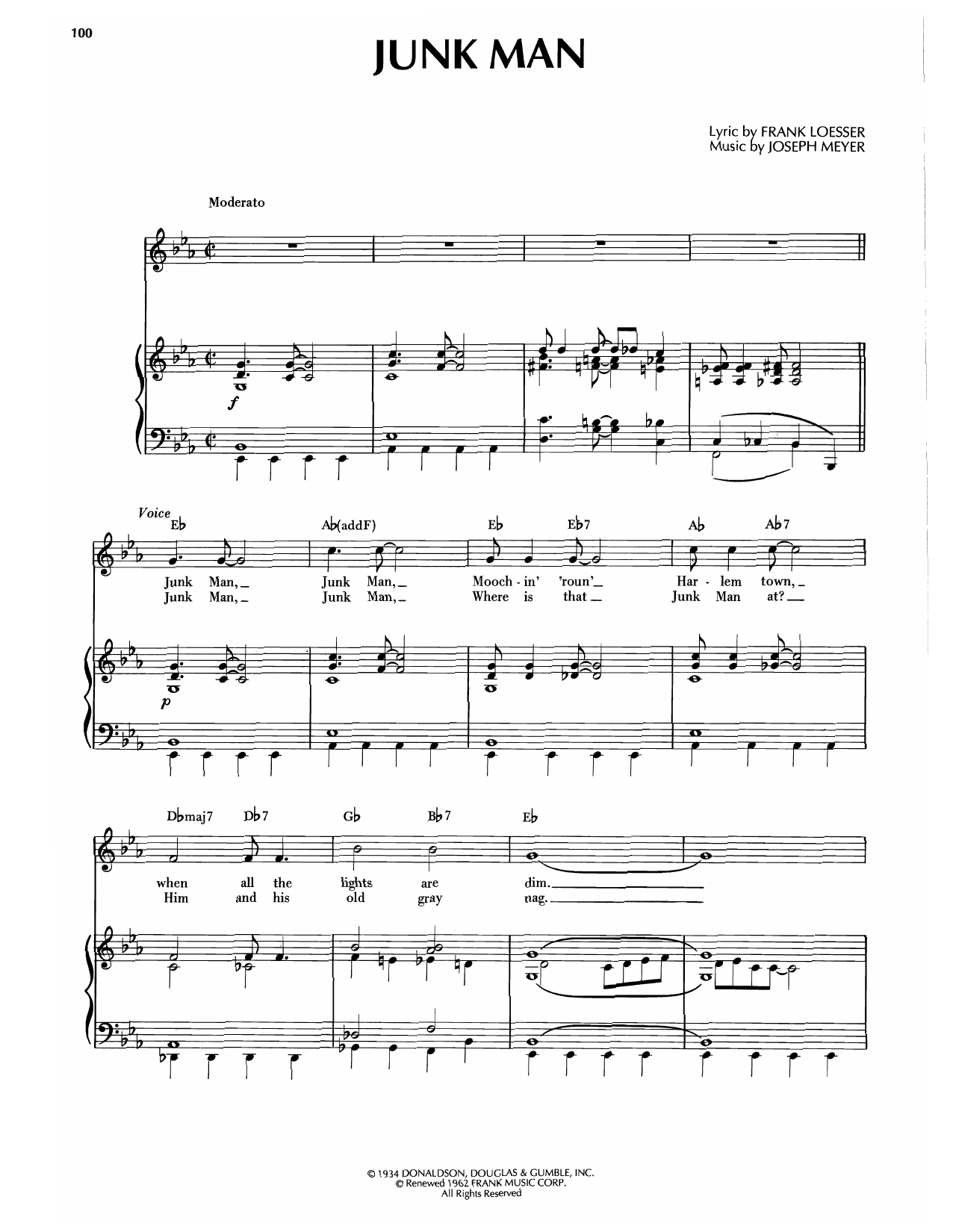 Frank Loesser Junk Man Sheet Music Notes & Chords for Piano, Vocal & Guitar Chords (Right-Hand Melody) - Download or Print PDF