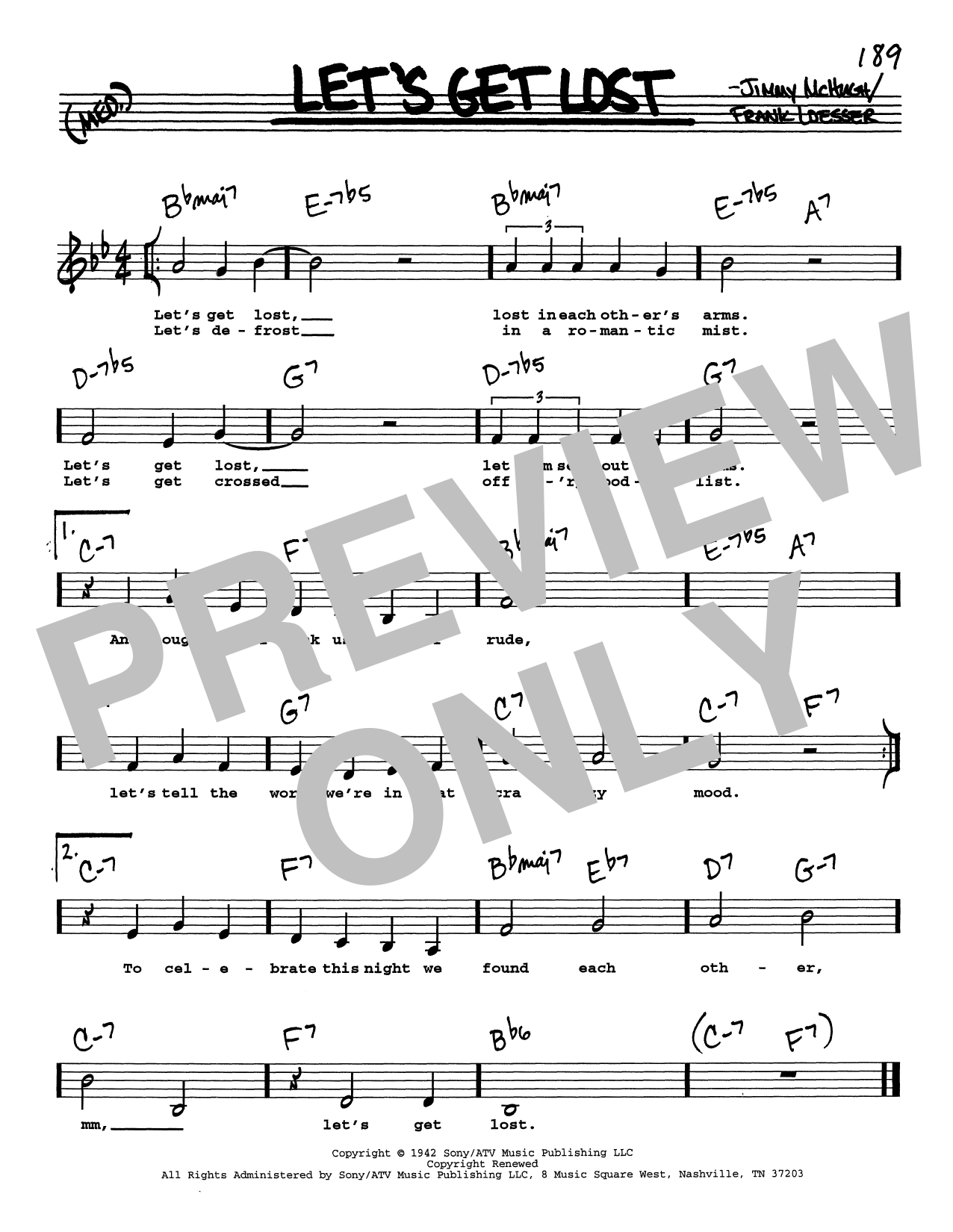 Frank Loesser Let's Get Lost (Low Voice) Sheet Music Notes & Chords for Real Book – Melody, Lyrics & Chords - Download or Print PDF