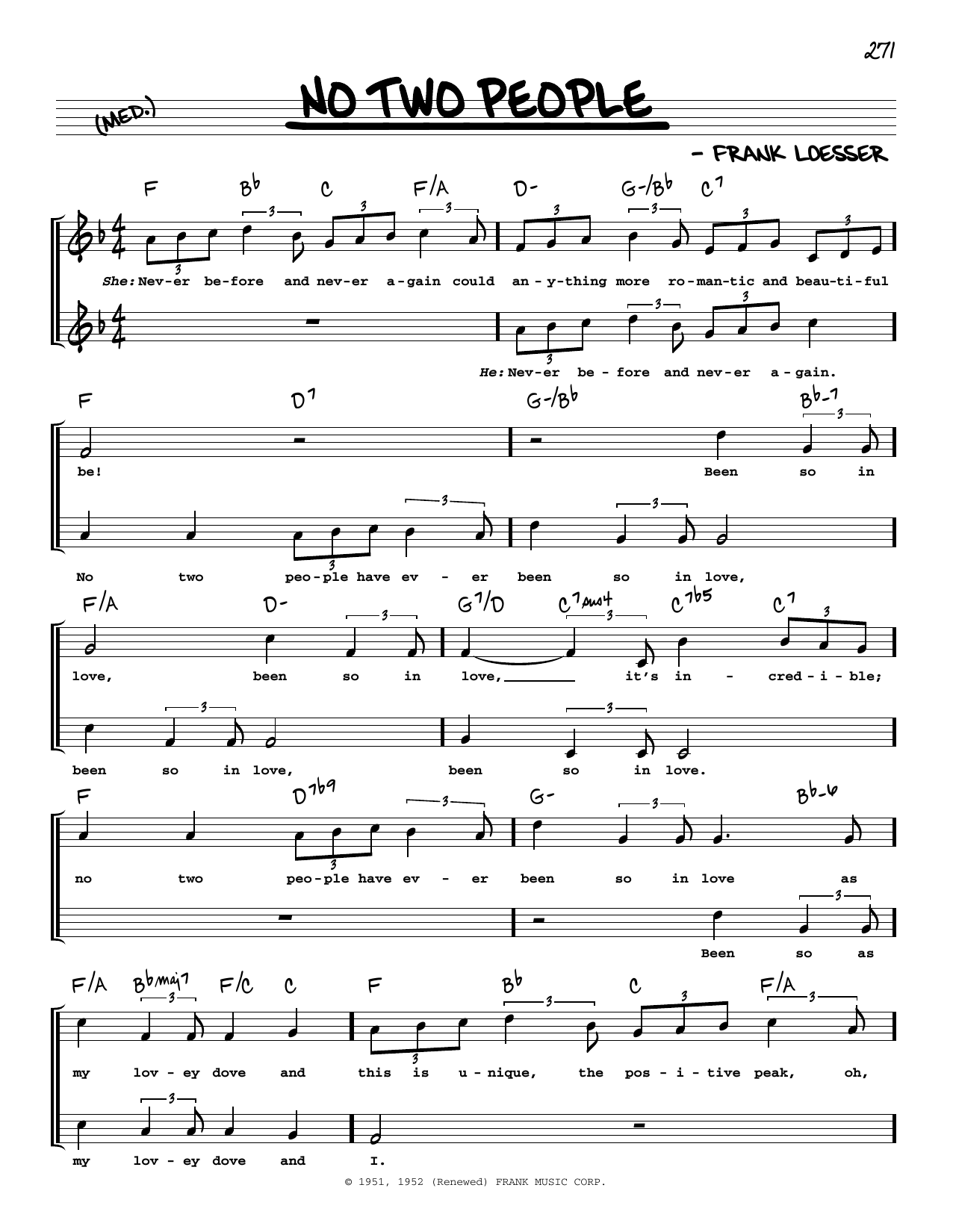 Frank Loesser No Two People (High Voice) Sheet Music Notes & Chords for Real Book – Melody, Lyrics & Chords - Download or Print PDF