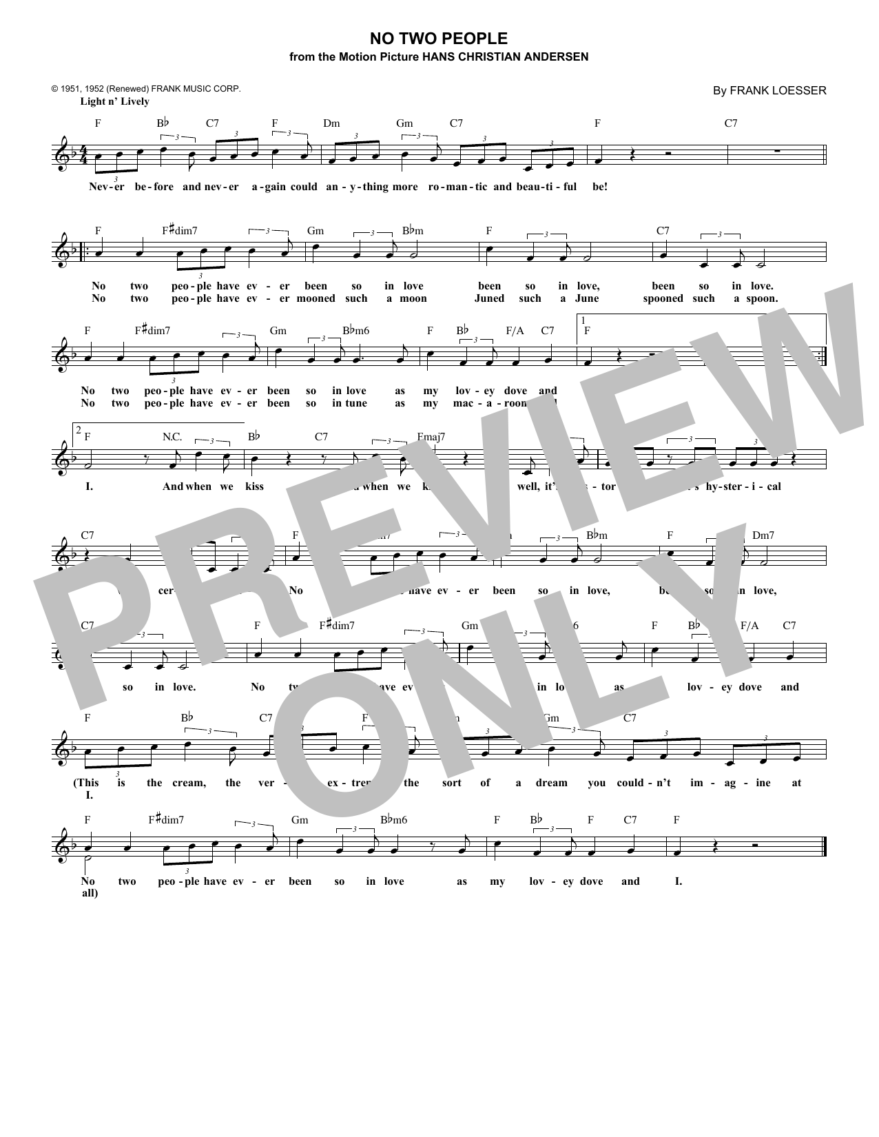 Frank Loesser No Two People Sheet Music Notes & Chords for Lead Sheet / Fake Book - Download or Print PDF