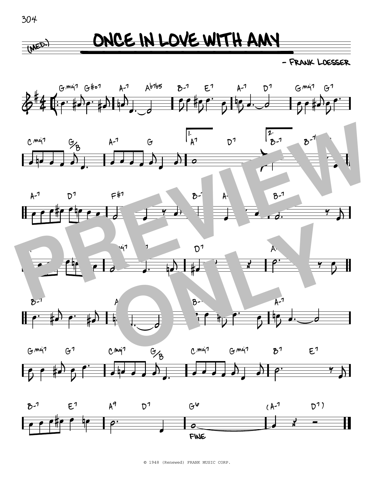 Frank Loesser Once In Love With Amy [Reharmonized version] (arr. Jack Grassel) Sheet Music Notes & Chords for Real Book – Melody & Chords - Download or Print PDF