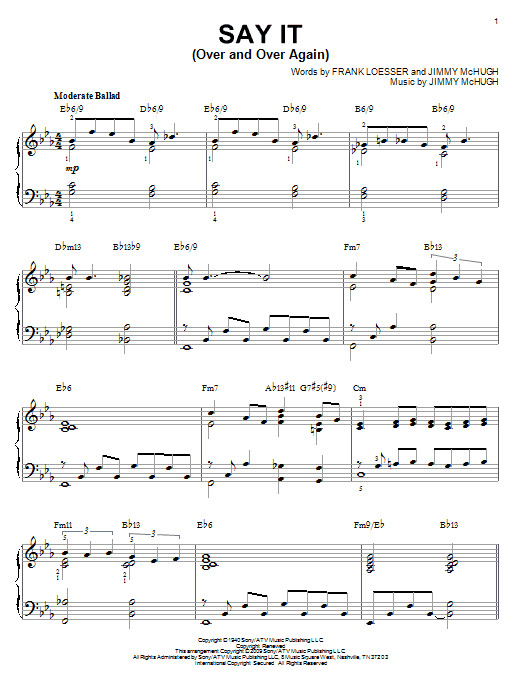 Frank Loesser Say It (Over And Over Again) [Jazz version] (arr. Brent Edstrom) Sheet Music Notes & Chords for Piano - Download or Print PDF