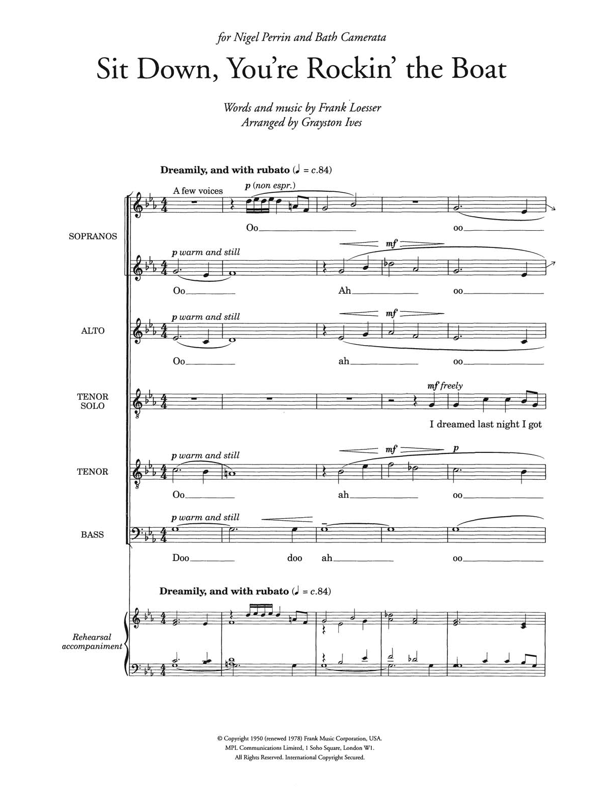 Frank Loesser Sit Down, You're Rockin' The Boat (from 'Guys and Dolls') (arr. Grayston Ives) Sheet Music Notes & Chords for Piano, Vocal & Guitar - Download or Print PDF