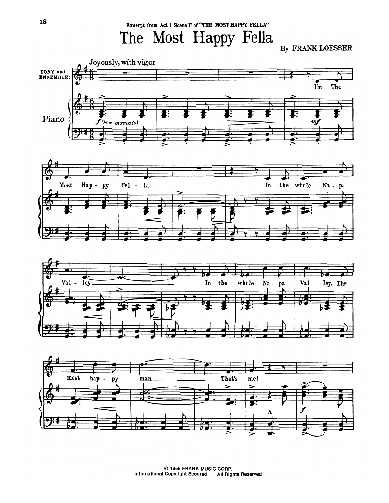 Frank Loesser The Most Happy Fella Sheet Music Notes & Chords for Piano & Vocal - Download or Print PDF