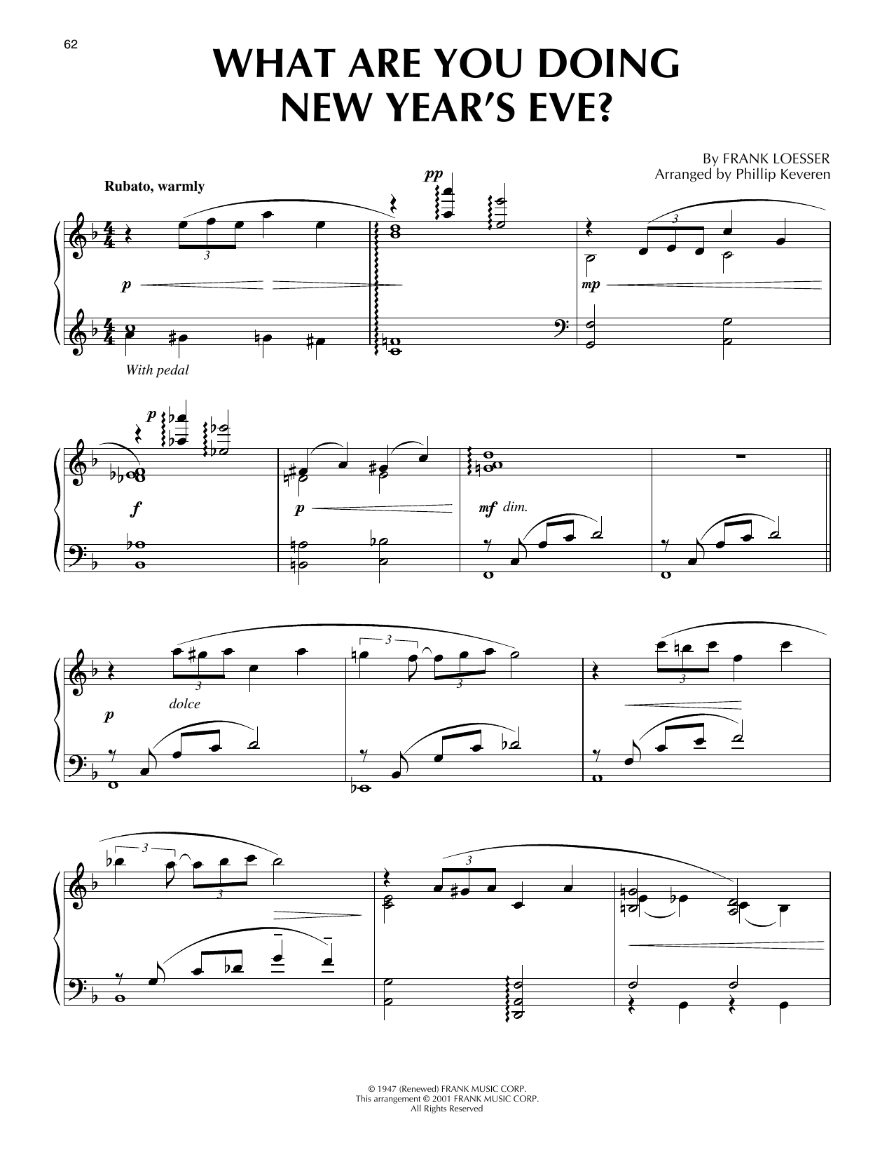 Frank Loesser What Are You Doing New Year's Eve? [Jazz version] (arr. Phillip Keveren) Sheet Music Notes & Chords for Piano Solo - Download or Print PDF