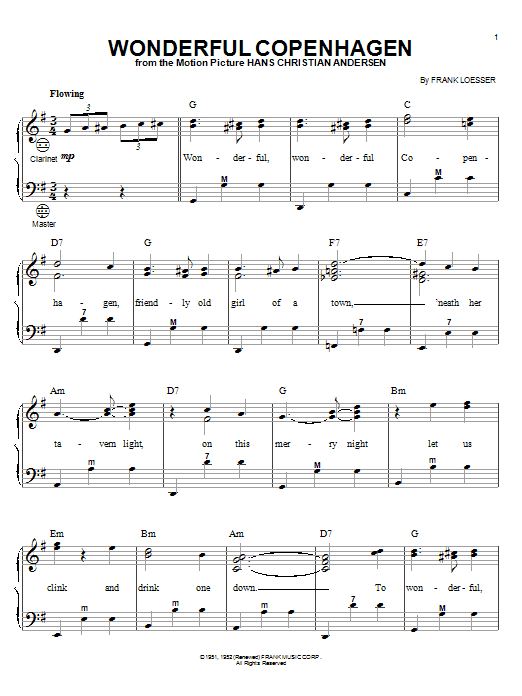 Frank Loesser Wonderful Copenhagen Sheet Music Notes & Chords for Accordion - Download or Print PDF