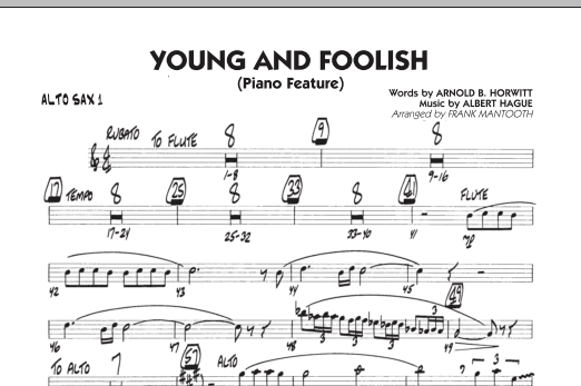 Frank Mantooth Young And Foolish - Alto Sax 1 Sheet Music Notes & Chords for Jazz Ensemble - Download or Print PDF