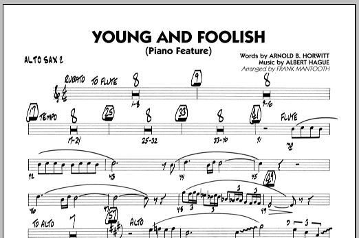 Frank Mantooth Young And Foolish - Alto Sax 2 Sheet Music Notes & Chords for Jazz Ensemble - Download or Print PDF