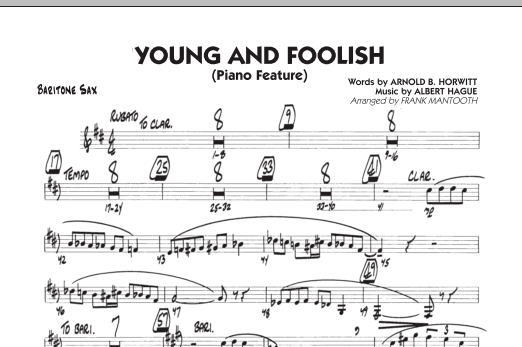 Frank Mantooth Young And Foolish - Baritone Sax Sheet Music Notes & Chords for Jazz Ensemble - Download or Print PDF