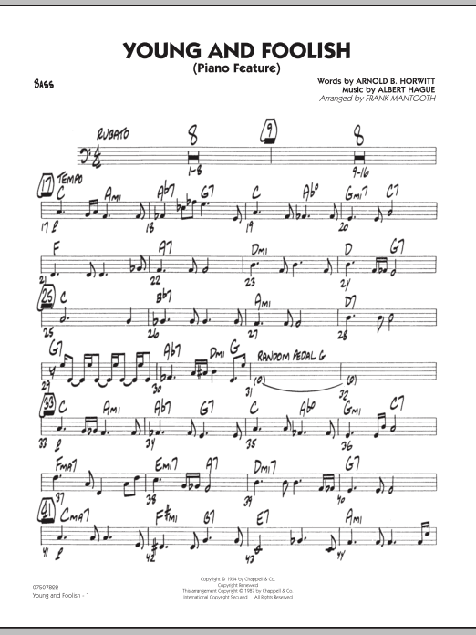 Frank Mantooth Young And Foolish - Bass Sheet Music Notes & Chords for Jazz Ensemble - Download or Print PDF
