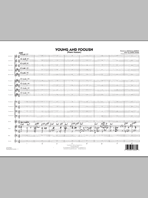 Frank Mantooth Young And Foolish - Full Score Sheet Music Notes & Chords for Jazz Ensemble - Download or Print PDF