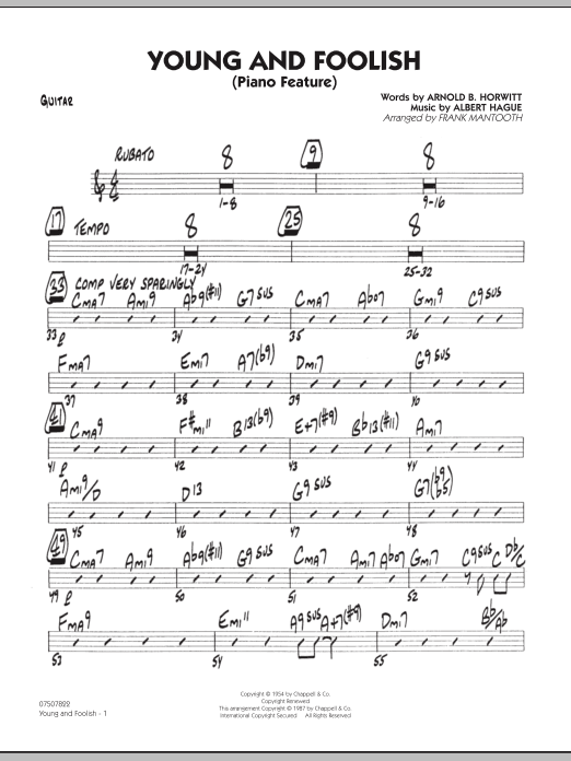 Frank Mantooth Young And Foolish - Guitar Sheet Music Notes & Chords for Jazz Ensemble - Download or Print PDF