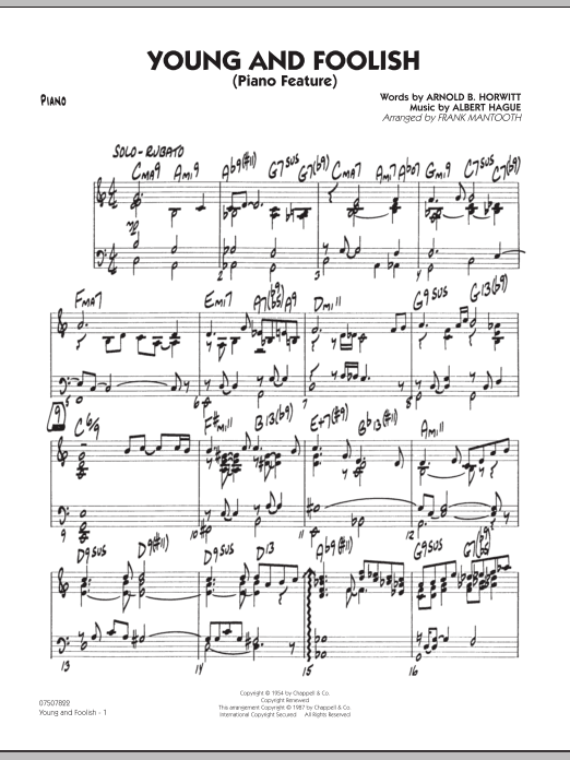 Frank Mantooth Young And Foolish - Piano Sheet Music Notes & Chords for Jazz Ensemble - Download or Print PDF