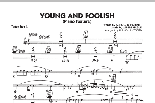Frank Mantooth Young And Foolish - Tenor Sax 1 Sheet Music Notes & Chords for Jazz Ensemble - Download or Print PDF