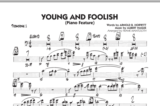 Frank Mantooth Young And Foolish - Trombone 1 Sheet Music Notes & Chords for Jazz Ensemble - Download or Print PDF