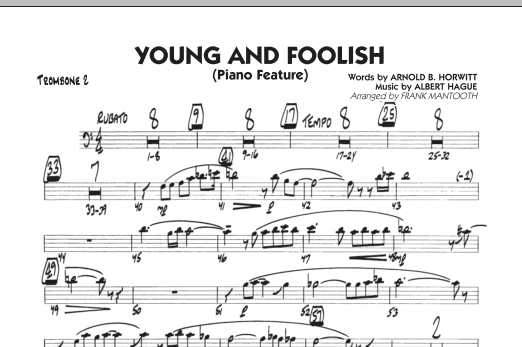 Frank Mantooth Young And Foolish - Trombone 2 Sheet Music Notes & Chords for Jazz Ensemble - Download or Print PDF