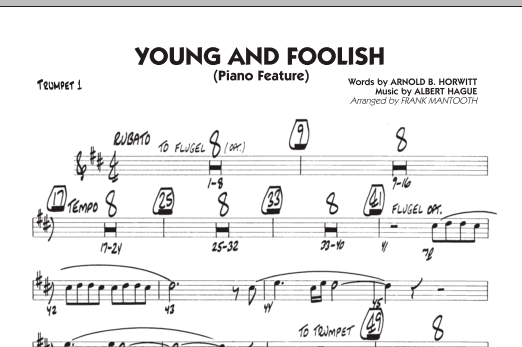 Frank Mantooth Young And Foolish - Trumpet 1 Sheet Music Notes & Chords for Jazz Ensemble - Download or Print PDF