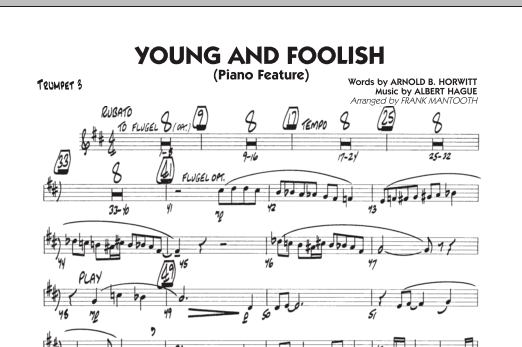Frank Mantooth Young And Foolish - Trumpet 3 Sheet Music Notes & Chords for Jazz Ensemble - Download or Print PDF