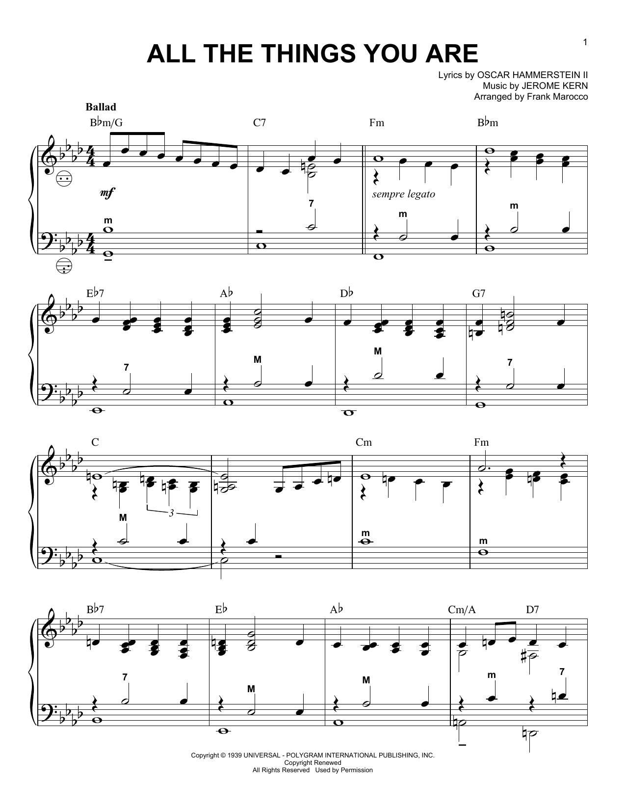 Frank Marocco All The Things You Are Sheet Music Notes & Chords for Accordion - Download or Print PDF