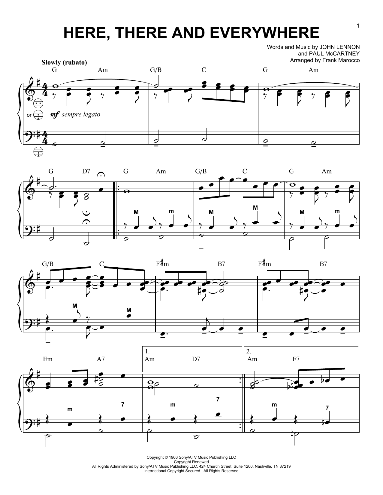Frank Marocco Here, There And Everywhere Sheet Music Notes & Chords for Accordion - Download or Print PDF