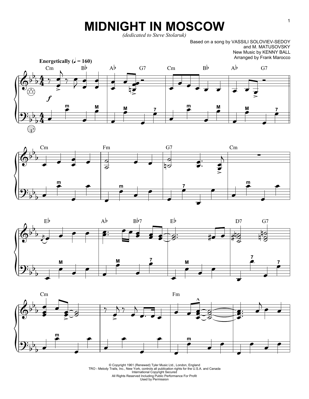 Frank Marocco Midnight In Moscow Sheet Music Notes & Chords for Accordion - Download or Print PDF