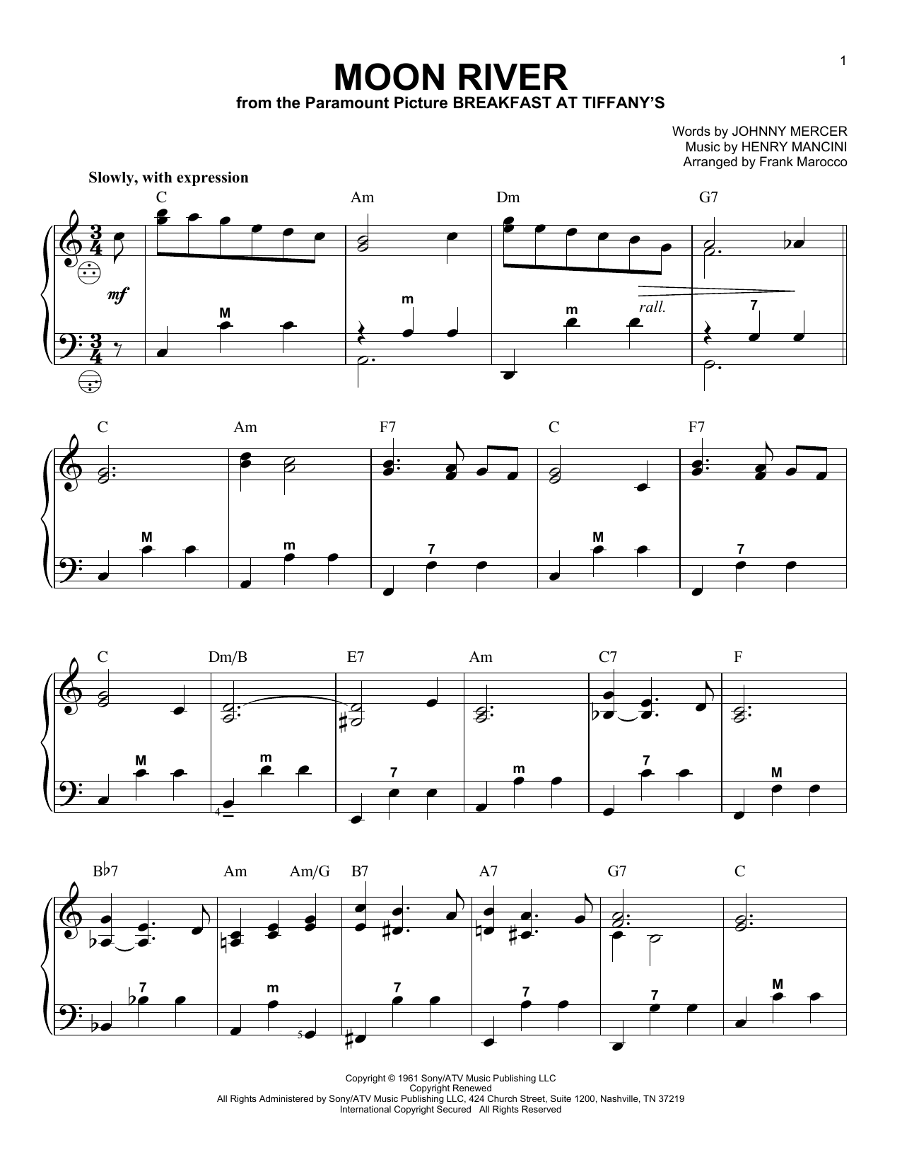 Frank Marocco Moon River Sheet Music Notes & Chords for Accordion - Download or Print PDF