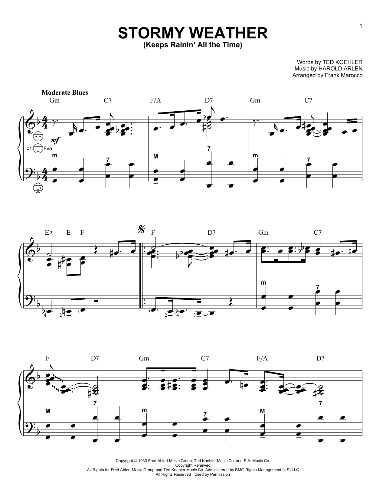 Frank Marocco Stormy Weather (Keeps Rainin' All The Time) Sheet Music Notes & Chords for Accordion - Download or Print PDF