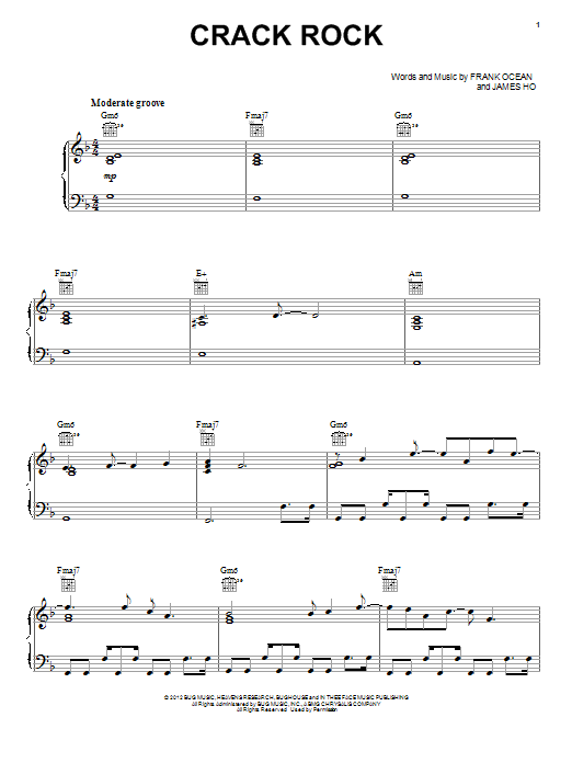 Frank Ocean Crack Rock Sheet Music Notes & Chords for Piano, Vocal & Guitar (Right-Hand Melody) - Download or Print PDF