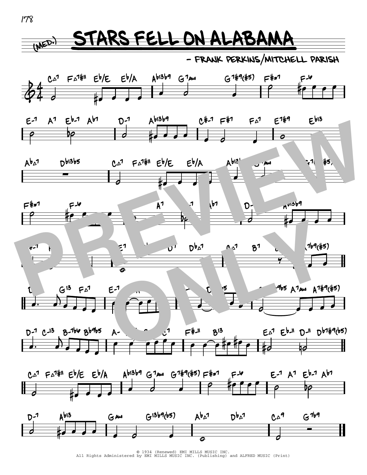 Frank Perkins Stars Fell On Alabama (arr. David Hazeltine) Sheet Music Notes & Chords for Real Book – Enhanced Chords - Download or Print PDF