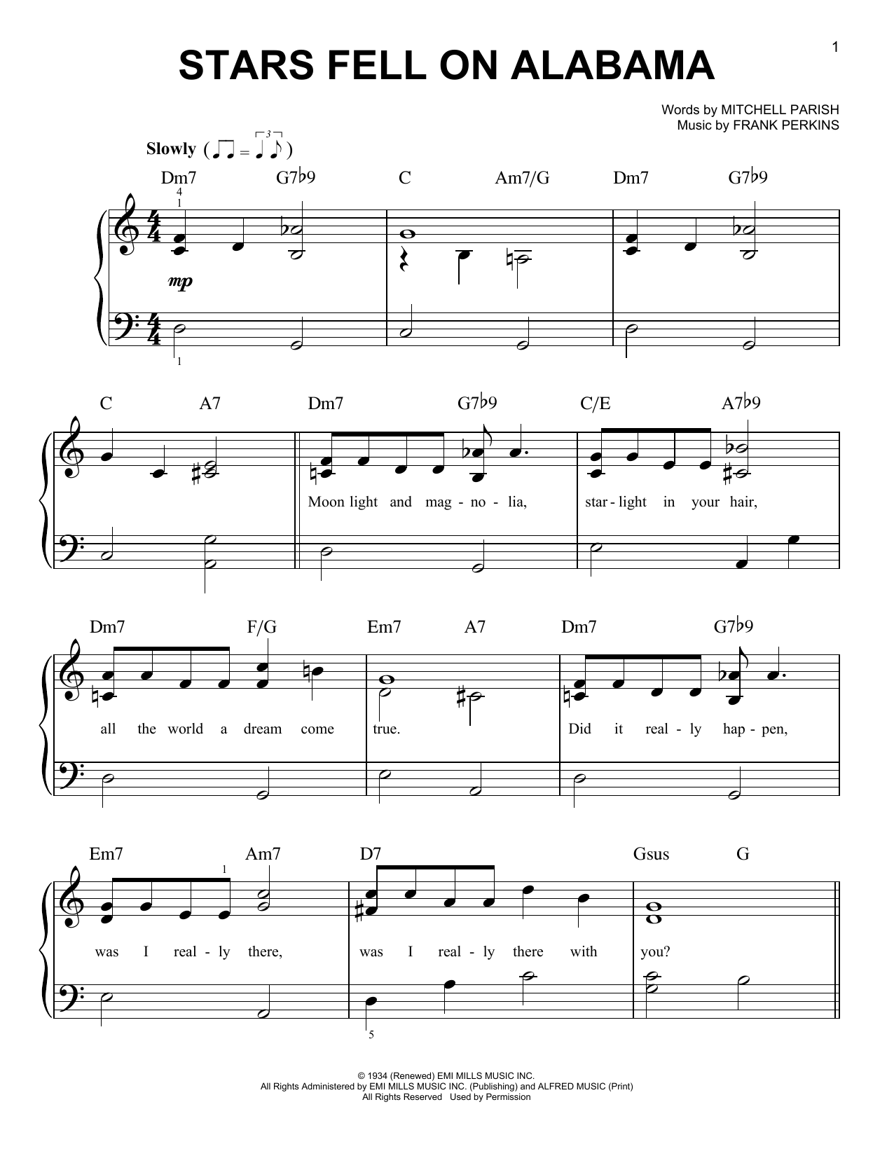 Frank Perkins Stars Fell On Alabama Sheet Music Notes & Chords for Easy Piano - Download or Print PDF
