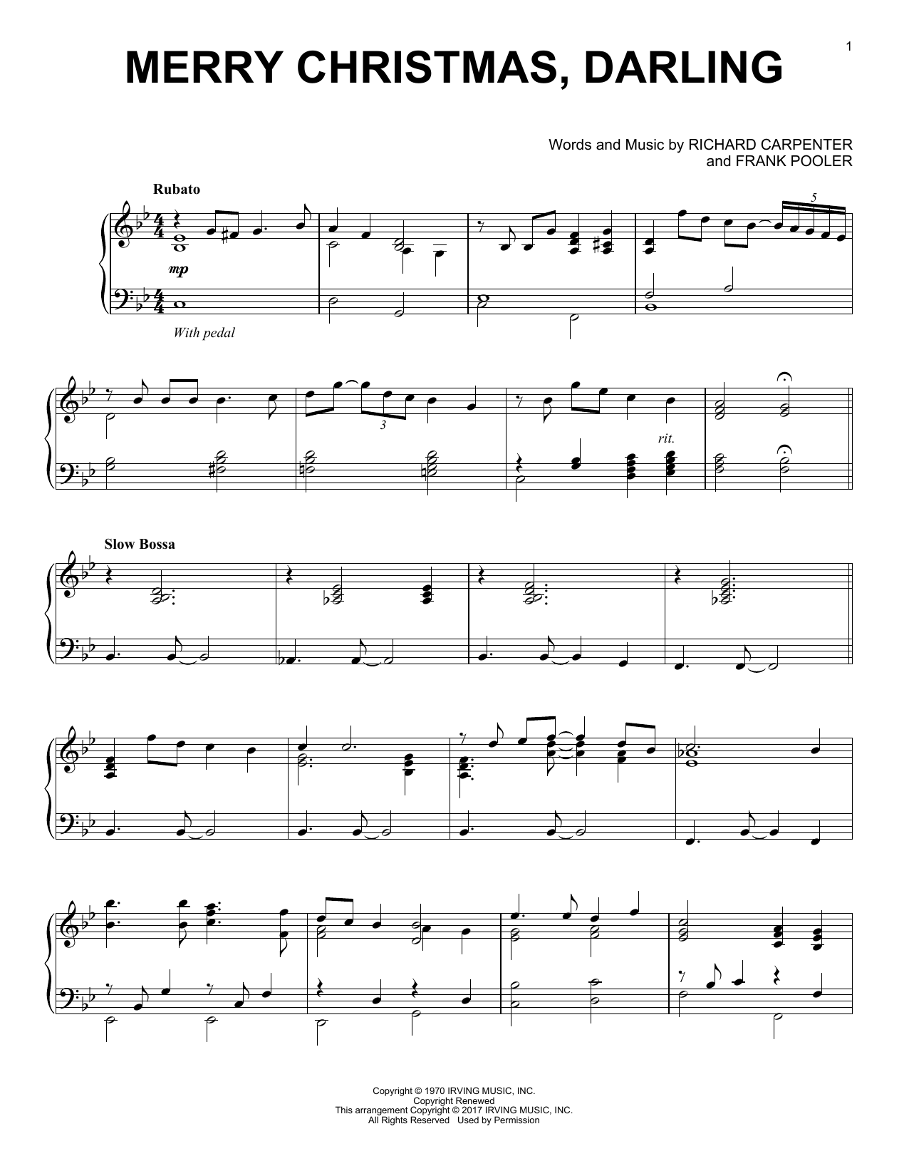 Frank Pooler Merry Christmas, Darling [Jazz version] Sheet Music Notes & Chords for Piano - Download or Print PDF