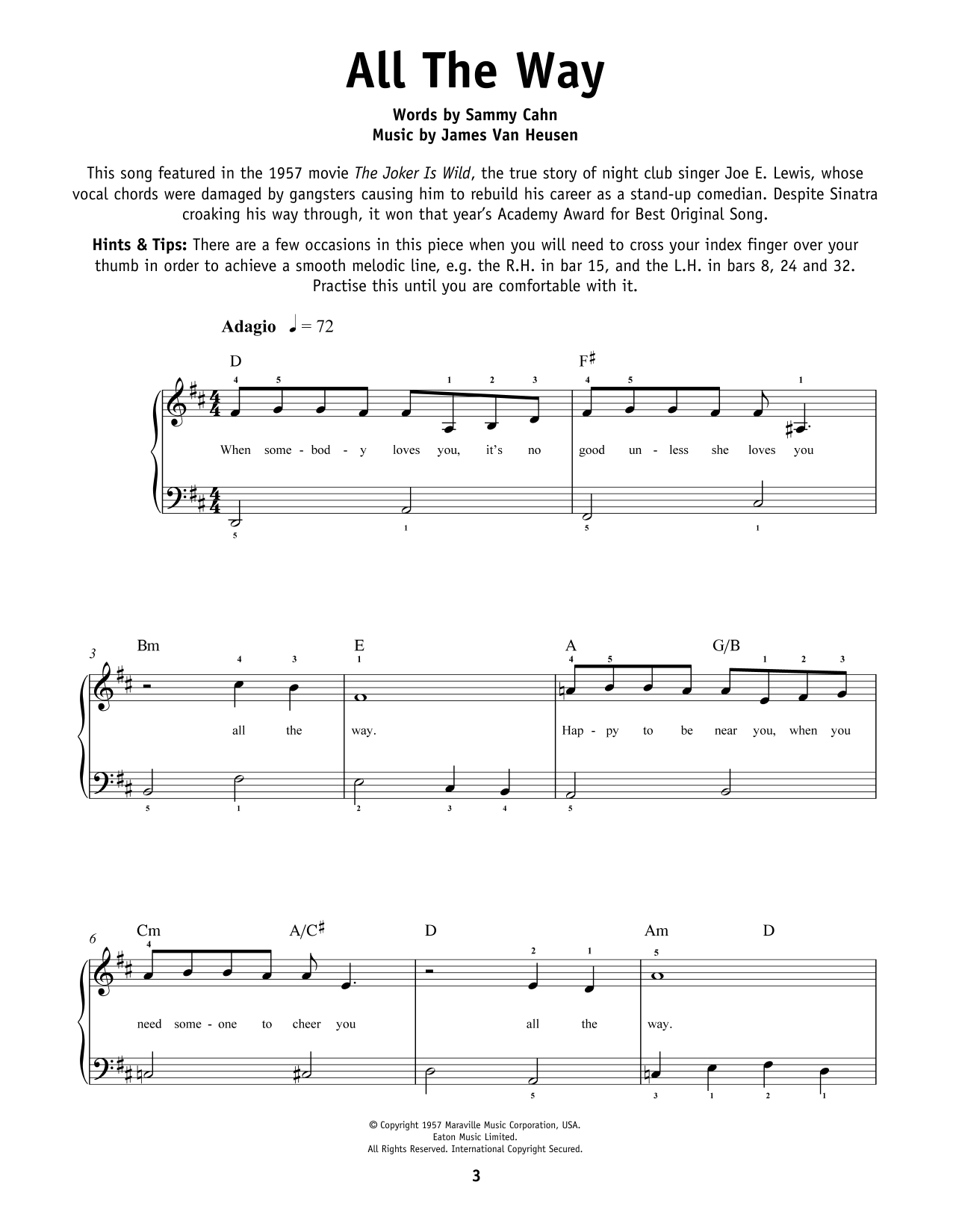 Frank Sinatra All The Way Sheet Music Notes & Chords for Real Book – Melody, Lyrics & Chords - Download or Print PDF