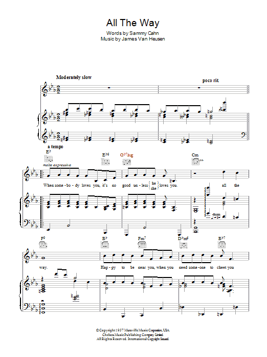 Frank Sinatra All The Way Sheet Music Notes & Chords for Big Note Piano - Download or Print PDF