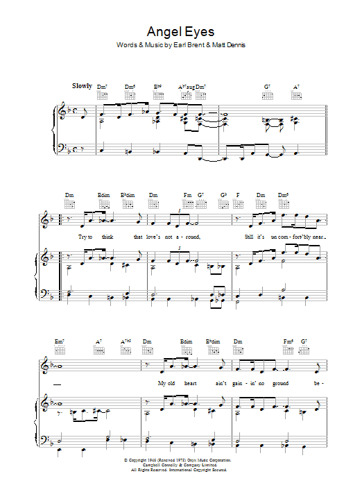 Frank Sinatra Angel Eyes Sheet Music Notes & Chords for Very Easy Piano - Download or Print PDF