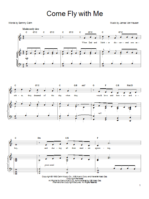 Frank Sinatra Come Fly With Me Sheet Music Notes & Chords for Flute - Download or Print PDF