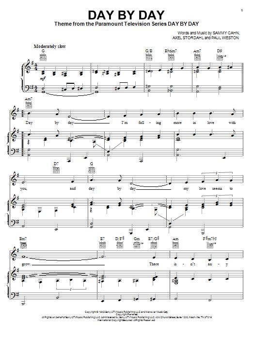 Frank Sinatra Day By Day Sheet Music Notes & Chords for Easy Guitar Tab - Download or Print PDF