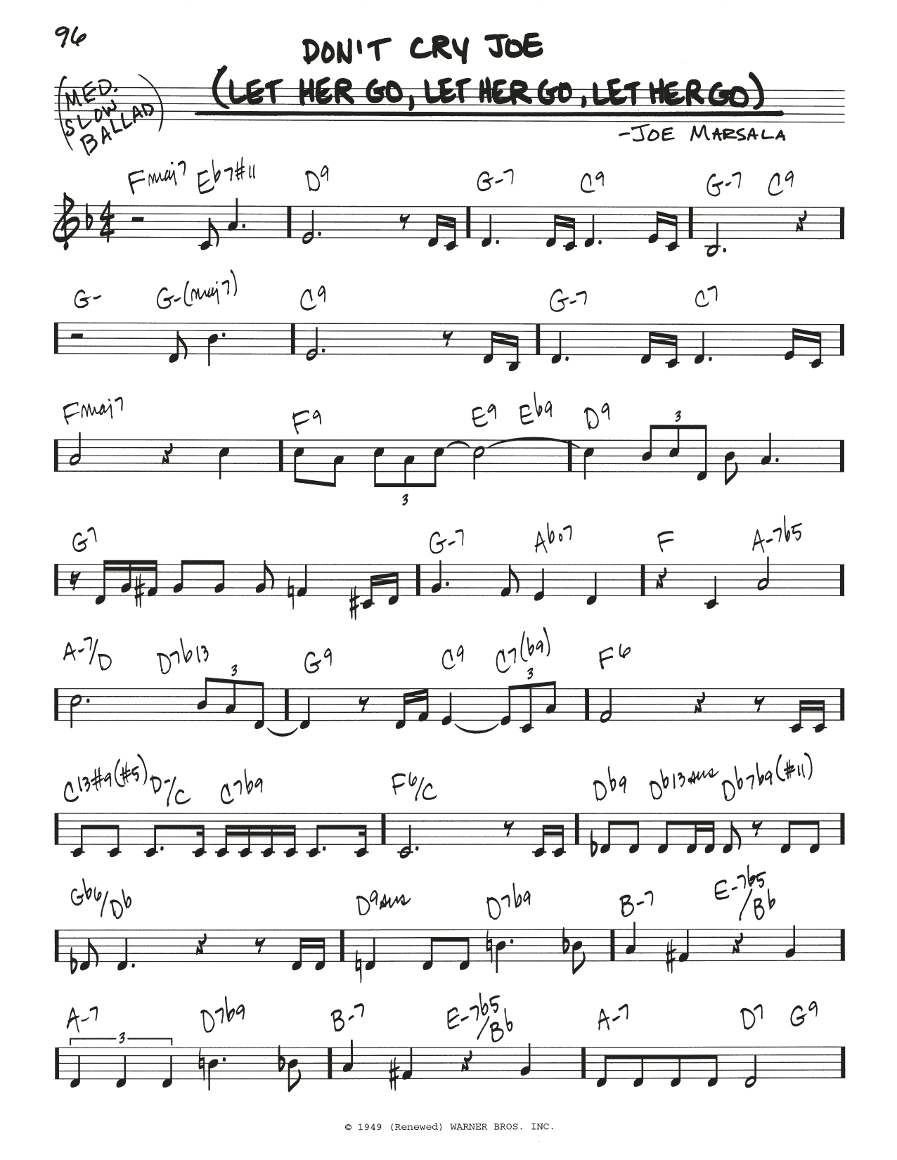 Frank Sinatra Don't Cry Joe (Let Her Go, Let Her Go, Let Her Go) Sheet Music Notes & Chords for Real Book – Melody & Chords - Download or Print PDF