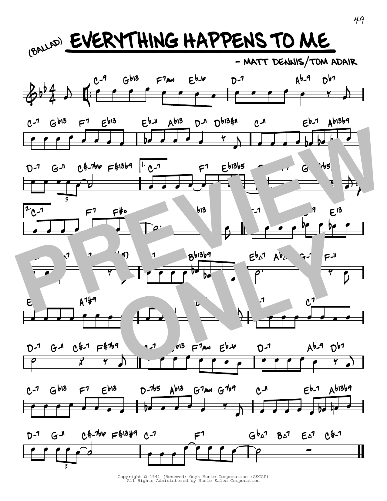 Frank Sinatra Everything Happens To Me (arr. David Hazeltine) Sheet Music Notes & Chords for Real Book – Enhanced Chords - Download or Print PDF