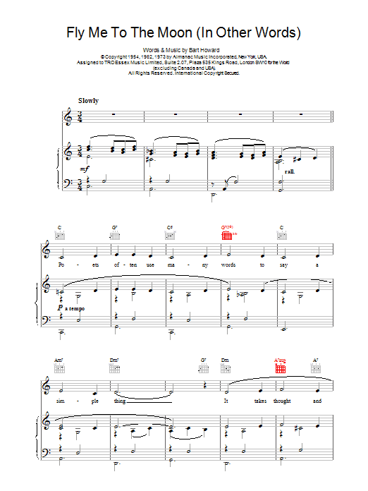 Frank Sinatra Fly Me To The Moon (In Other Words) Sheet Music Notes & Chords for Easy Piano - Download or Print PDF
