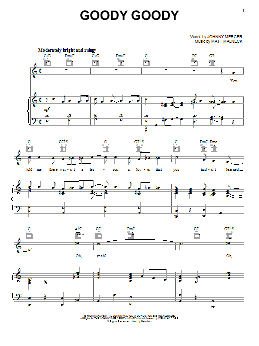 Frank Sinatra Goody Goody Sheet Music Notes & Chords for Real Book – Melody & Chords - Download or Print PDF